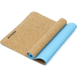 Коврик для йоги и фитнеса Atemi, AYM043, TPE, пробка, 173х61х0,4 см, бирюзовый