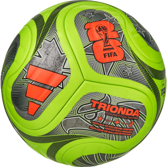 Мяч футб. ADIDAS WC26 Trionda Competition Winter JV6223, р.5, FIFA Pro, 4пан, ПУ,термосш, флуор.лайм