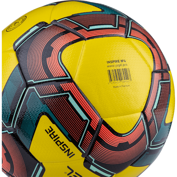 Мяч футзальный JOGEL Inspire №4, желтый/черный/красный