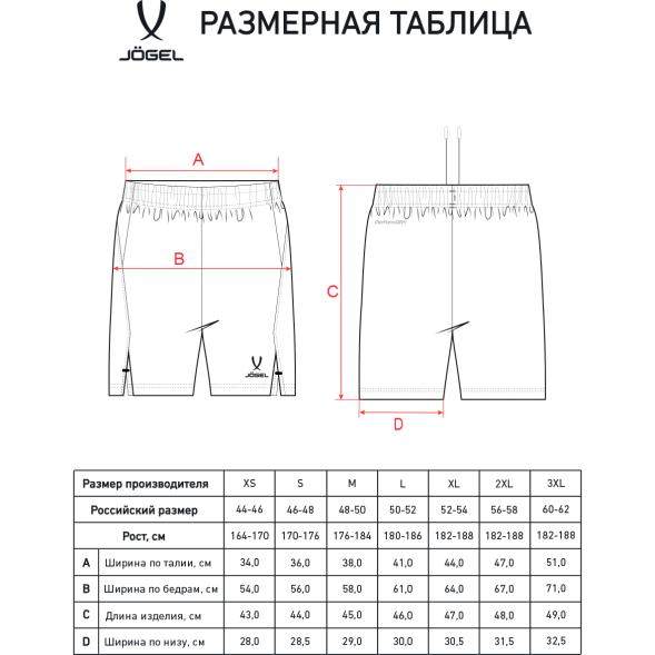 Шорты тренировочные без карманов JOGEL PREMIER PerFormDRY Training Shorts, темно-синий
