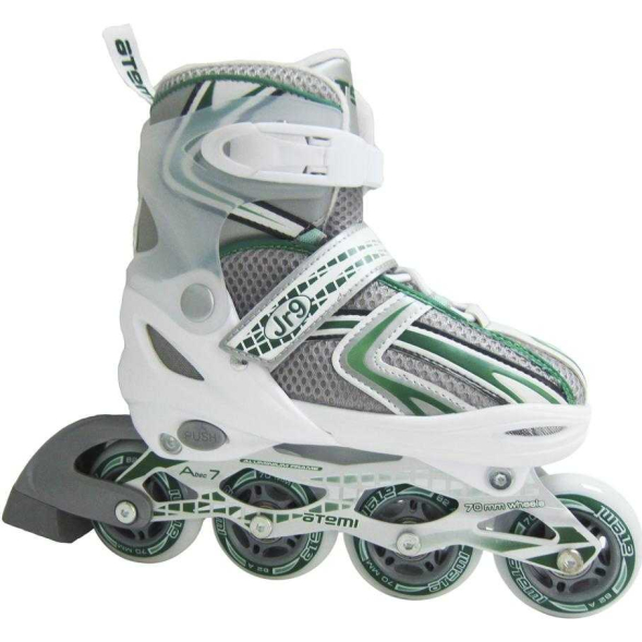Раздвижные роликовые коньки для детей белый/зеленый, Alu, Abec7, 27-30 (пакет), AJIS-12.02 X9 junior