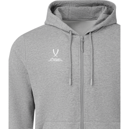 Флисовое худи на молнии JÖGEL ESSENTIAL Cotton Fleece FZ Hoodie, серый меланж