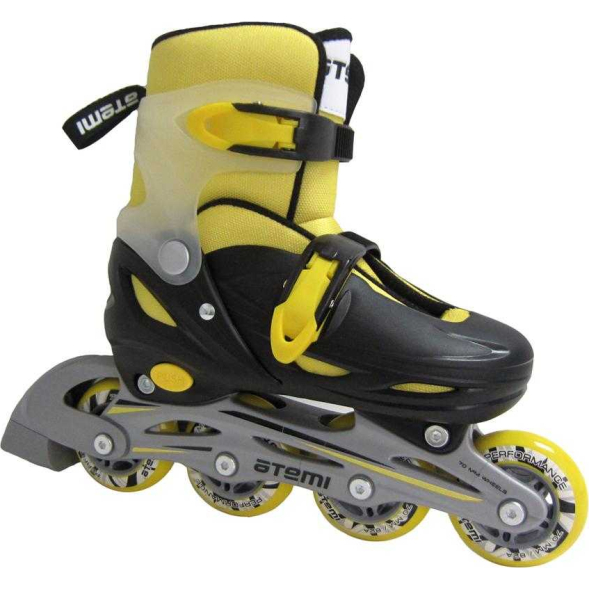Раздвижные роликовые коньки для детей, желт/черн, PP, Abec1, 38-41 (пакет), AJIS-12.05 NEON hard boo