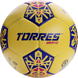 СЦ*Мяч футб. TORRES Bravo-5, F324115, р.5, ПУ, 4 сл, 32 п, гибрид.сшивка, желтый
