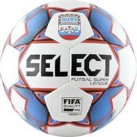 Мяч футзальный SELECT SUPER LEAGUE АМФР РФС FIFA SS18 (артикул: 850718-172) бел/син/крас, размер 4 