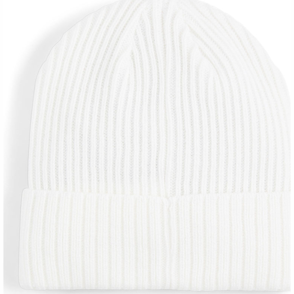 Шапка PUMA Ribbed Classic Cuff Beanie, 02403806, белый