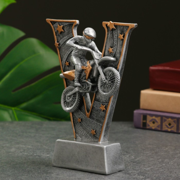 Стела &quot;Мотоспорт: мотоциклист&quot; 18х13х4см