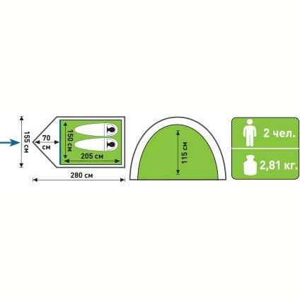 Палатка туристическая Аtemi OKA 2 CX