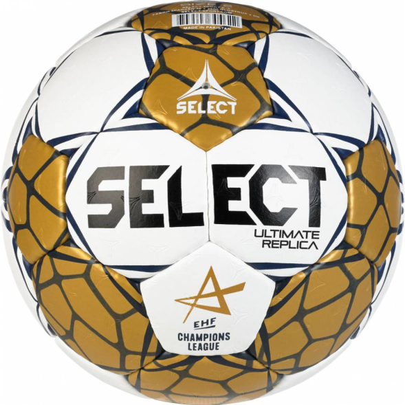 Мяч ганд. SELECT Ultimate Replica v24, 1672858990, р.3 (Senior), EHF Appr, ПУ, руч.сш, золотисто-бел