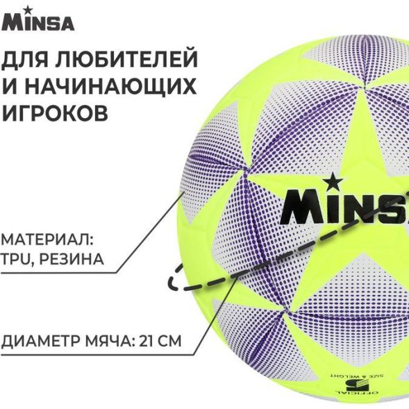 Мяч футбольный MINSA, TPU, машинная сшивка, 12 панелей, р. 5