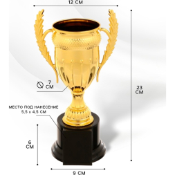 Кубок 179A, наградная фигура, золото, подставка пластик, 23 × 12 × 9 см.