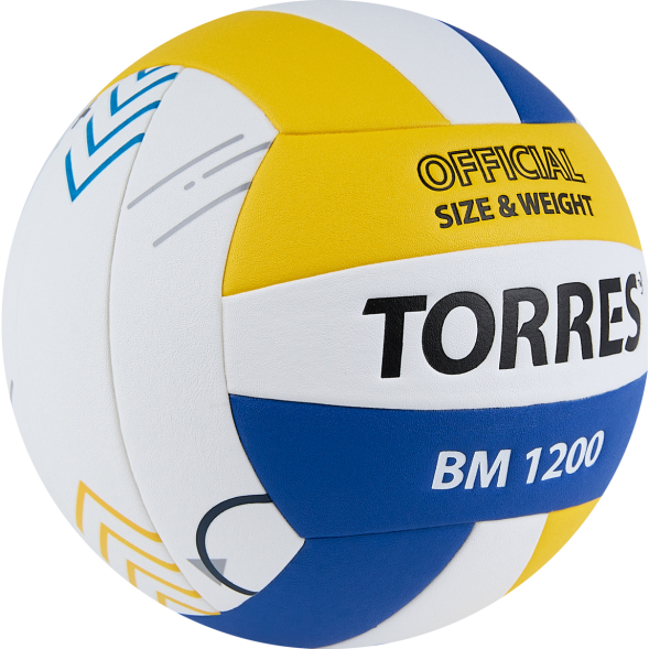 Мяч вол. TORRES BM1200, V42335, р.5, синт.кожа (микрофибра), клееный, бут.кам, бел-син-желт
