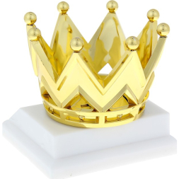 Наградная фигура, «Корона», золото, подставка пластик белая, 9 х 9 х 9 см.