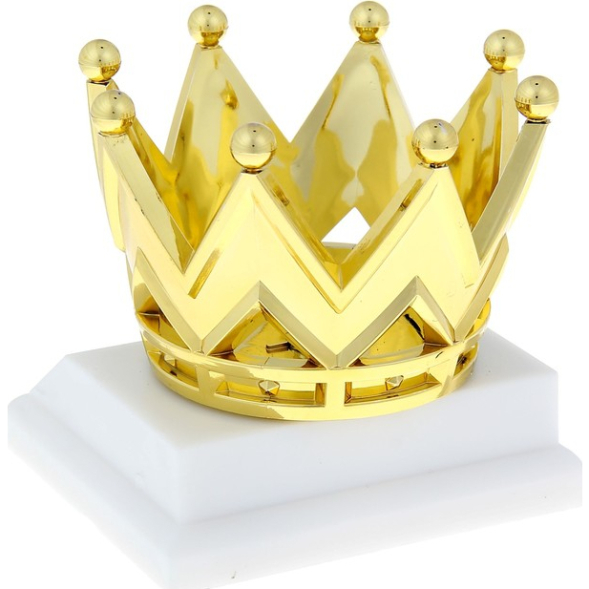 Наградная фигура, «Корона», золото, подставка пластик белая, 9 х 9 х 9 см.