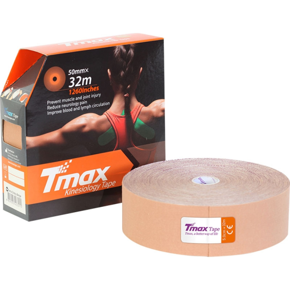 Тейп кинезиологический Tmax 32m Extra Sticky Biege (5 см x 32 м), 423211, телесный