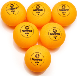Мяч для наст. тенниса TORRES Training 1*, TT23015, диам. 40+ мм, упак. 6 шт, оранж