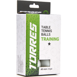 Мяч для наст. тенниса TORRES Training 1*, TT23016, диам. 40+ мм, упак. 6 шт, белый