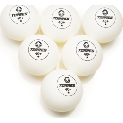 Мяч для наст. тенниса TORRES Training 1*, TT23016, диам. 40+ мм, упак. 6 шт, белый
