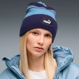 Шапка PUMA Ess Mid Crown Pom Beanie, 02655001, вискоза, полиэстер, нейлон, т.сине-голубой