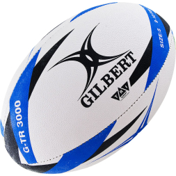 Мяч для регби GILBERT G-TR3000, 42098205, р.5, резина, ручная сшивка, бело-черно-синий