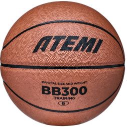 Мяч баскетбольный Atemi, р. 6, синтетическая кожа ПВХ, 8 панелей, BB300N, окруж 72-74, клееный