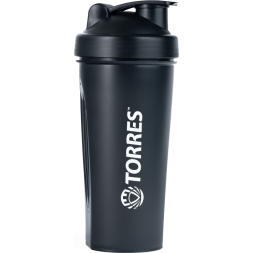 Шейкер спортивный TORRES, S01-600-01, 600мл, черная крышка с колпачком, пластик, прозрачный