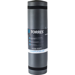 Коврик для йоги TORRES SOFT YL10110, толщина 1 см, каучук, серый