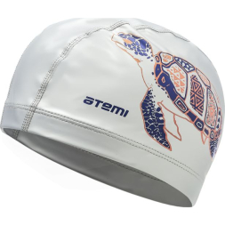 Шапочка для плавания тканевая с ПУ покрытием, бел, принт, PU 305