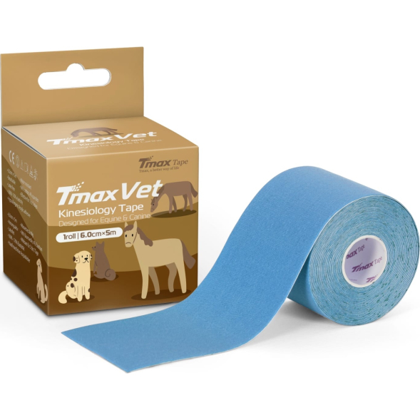 Тейп кинезиологический Tmax Vet (6см x 5м), арт. 425141, хлопок, черный