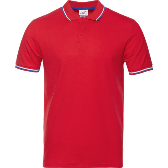 Рубашка поло мужская триколор STAN хлопок/полиэстер 185, 04RUS