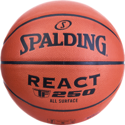Мяч баск. SPALDING TF-250 React 76967z, р.7, FIBA Approved, композит. кожа (ПУ), коричнево-черный