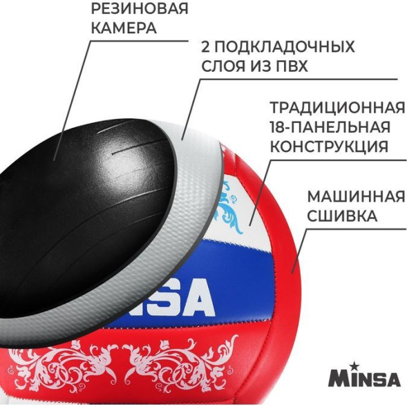 Мяч волейбольный MINSA, ПВХ, машинная сшивка, 18 панелей, р. 5