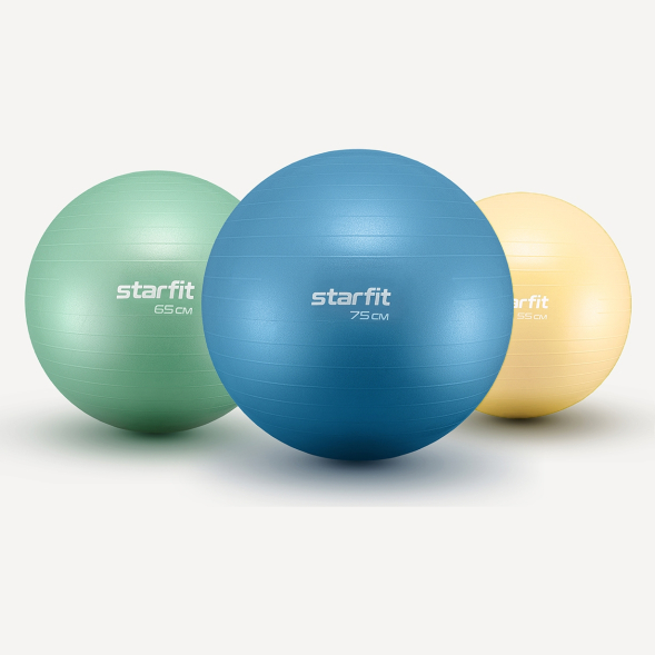 Фитбол STARFIT GB-108 антивзрыв, 900 гр, желтый пастель, 55 см